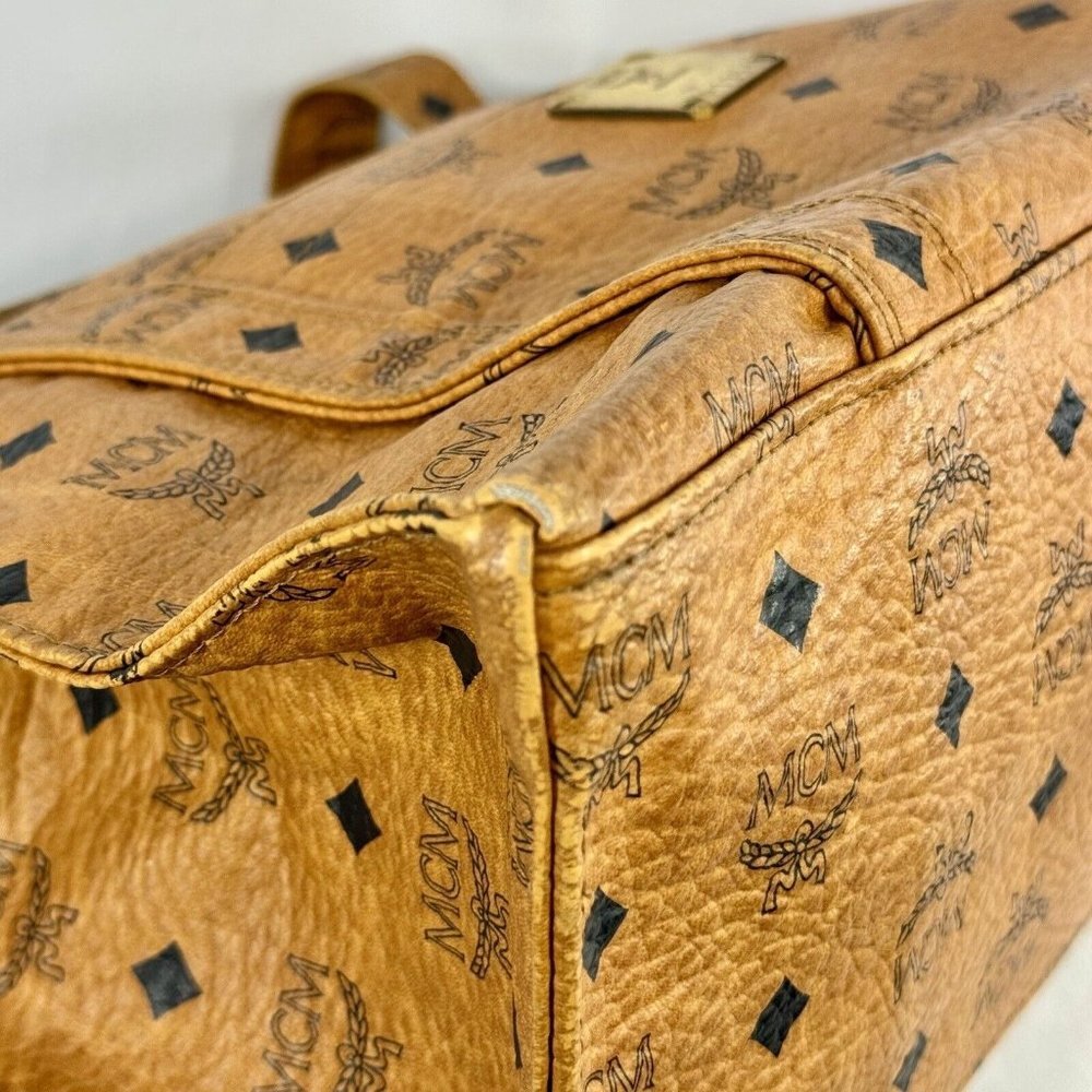 MCM Logo Pattern Visitos Shoulder Bag Tote Authentic Excellent Clean Condition - Picture 7 of 16